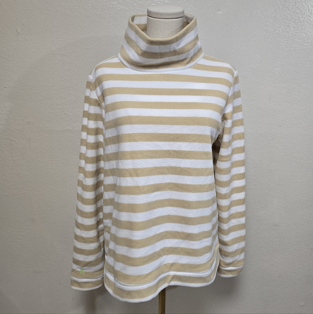 Dudley Stephens Park Slope Vello Fleece Natural Blush/White Stripe Size Large